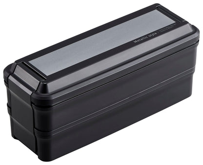 OSK Two-Tier Lunch Box Black BLW-38D for Convenient Meal Prep