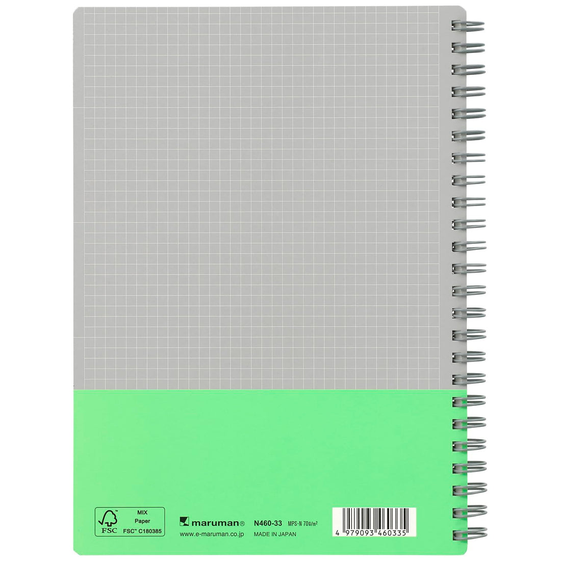 Maruman Utoka A5 Ring Notebook, 4 mm Grid, Light Green, 90 Sheets