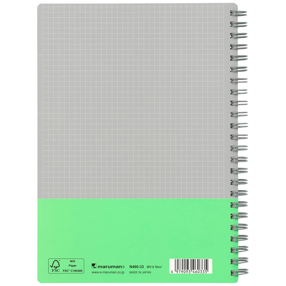 Maruman A5 Ring Notebook with 4mm Grid Light Green