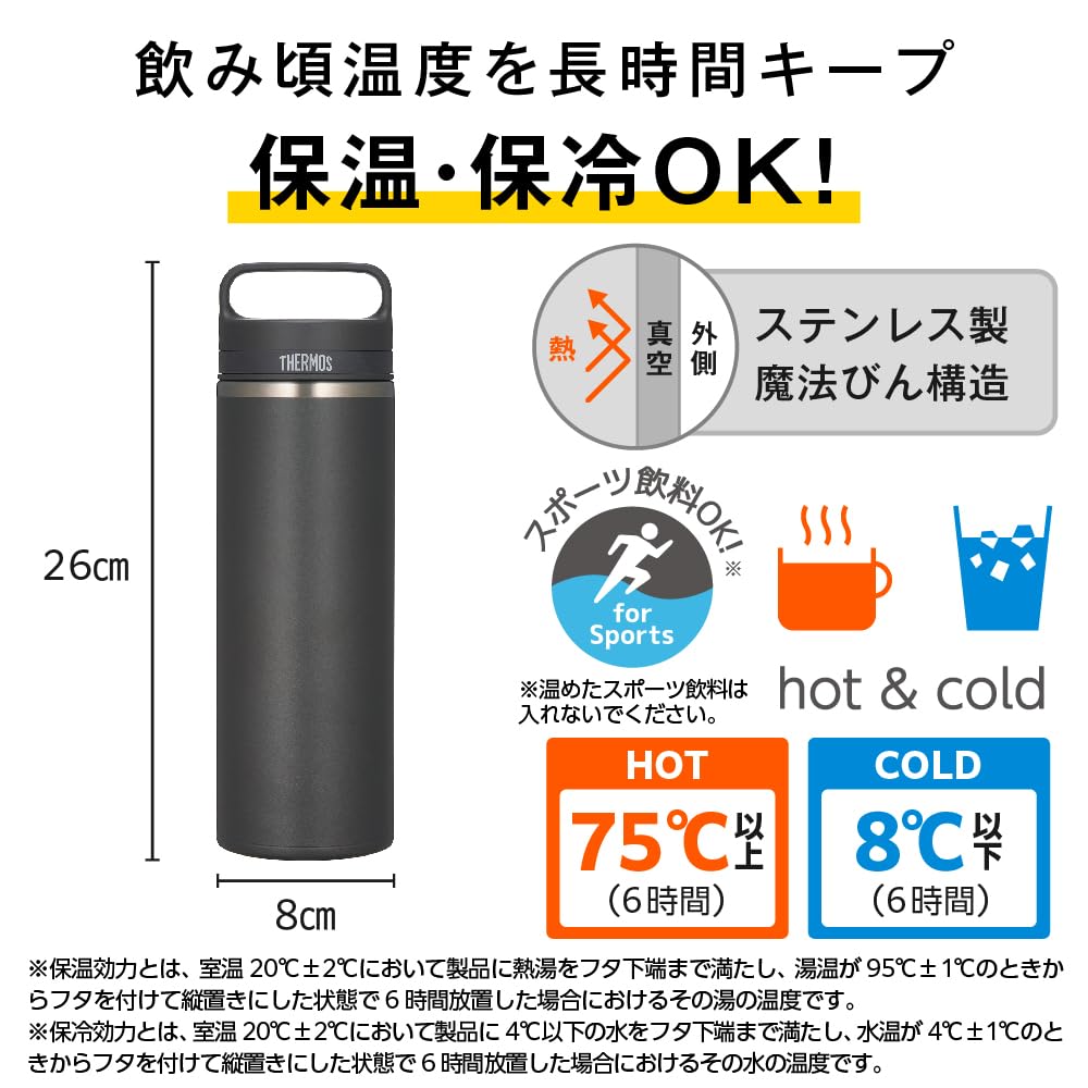 THERMOS Vacuum-Insulated Portable Mug with Carry Handle, 800ml, Smoke Black JOW-800 SMB