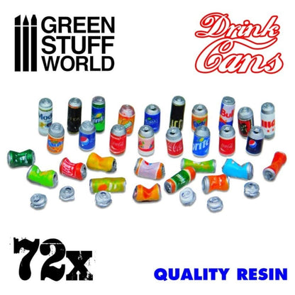 Green Stuff World Miniature Drink Can Set of 72 for Model Accessories