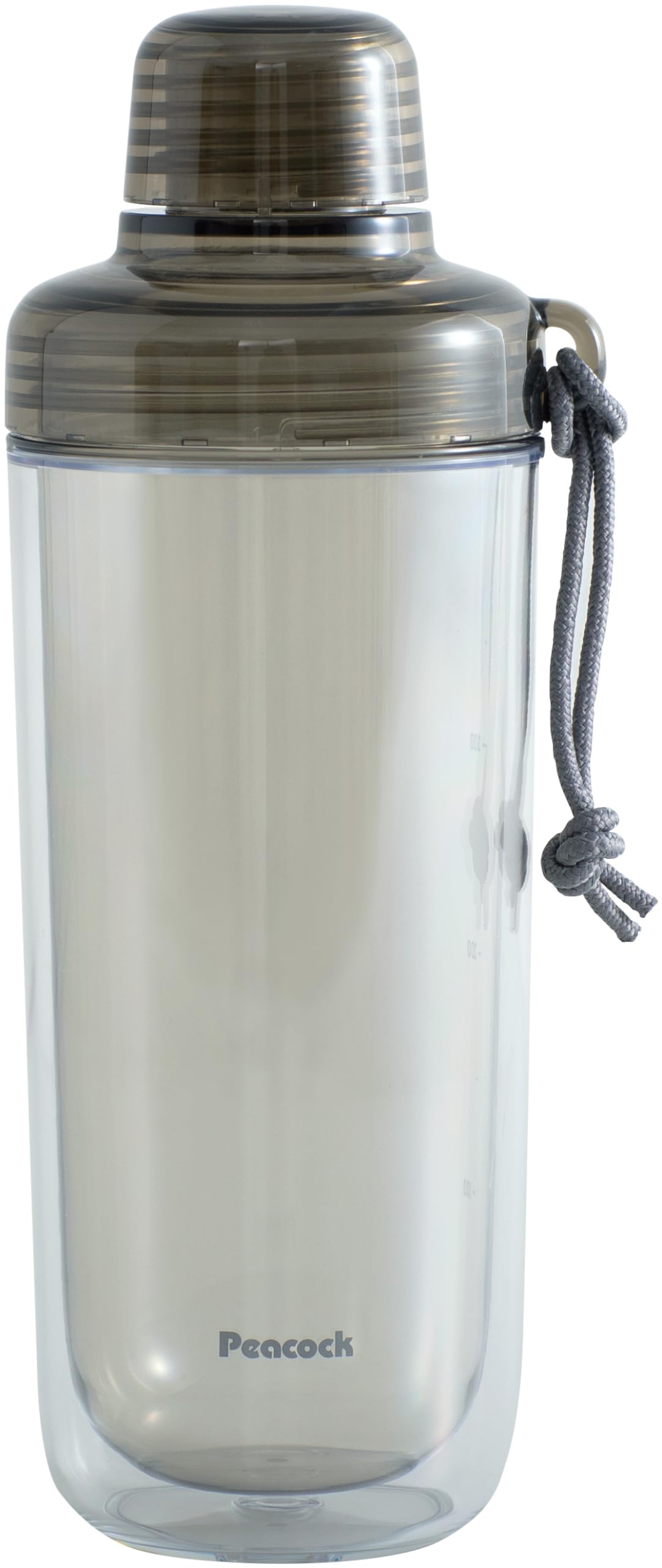 Peacock Clear Bottle Wide Mouth 480ml with Strap for Easy Carrying