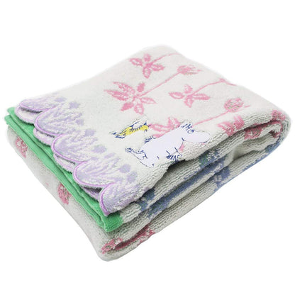 Marushin Face Towel Moomin Blooming Maze 34x80cm with Applique Embroidery