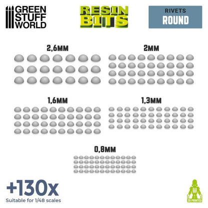 Green Stuff World 3D Printed Micro Rivets Set with 130 Pieces for Models