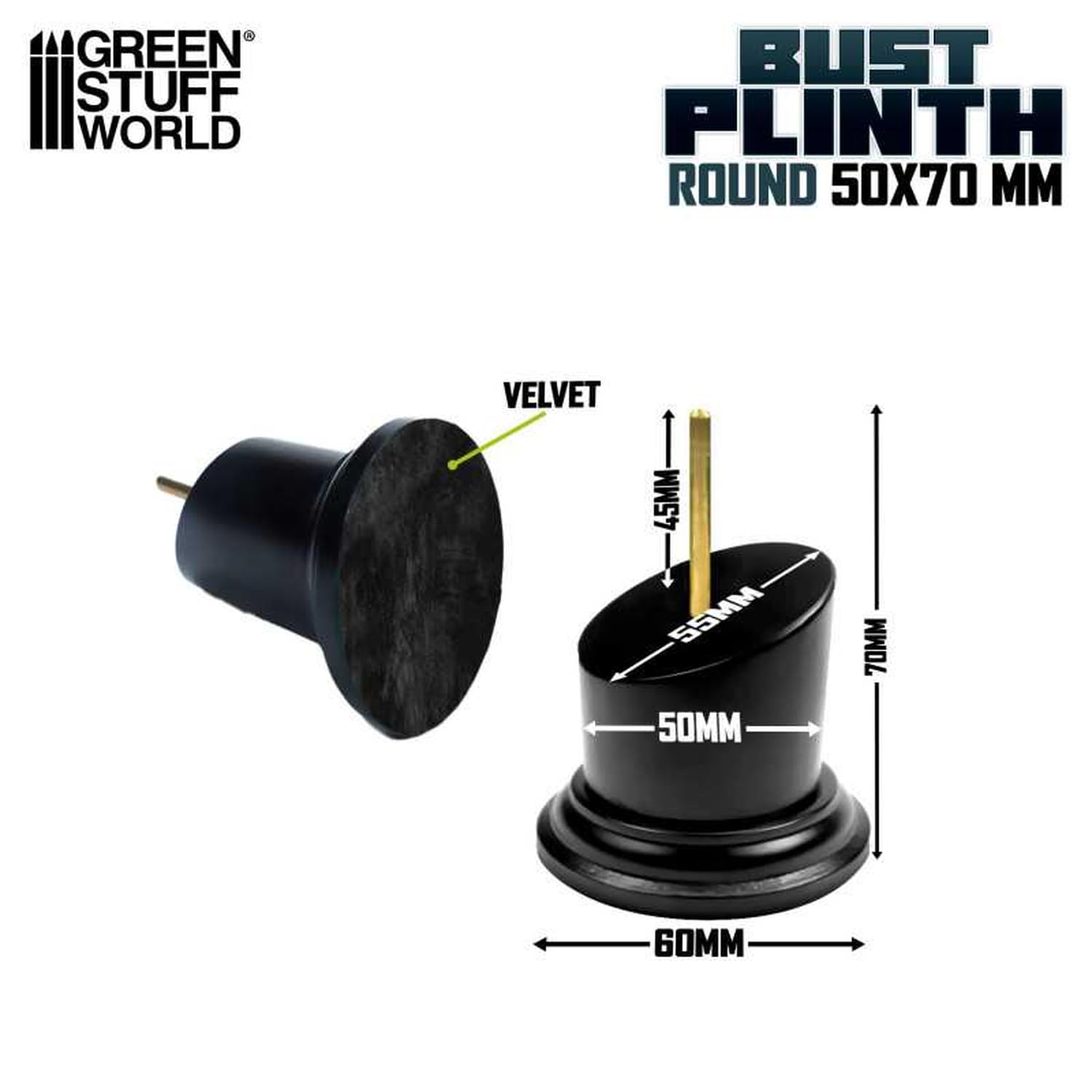Green Stuff World Round Display Base for Bust Models 5cm Black