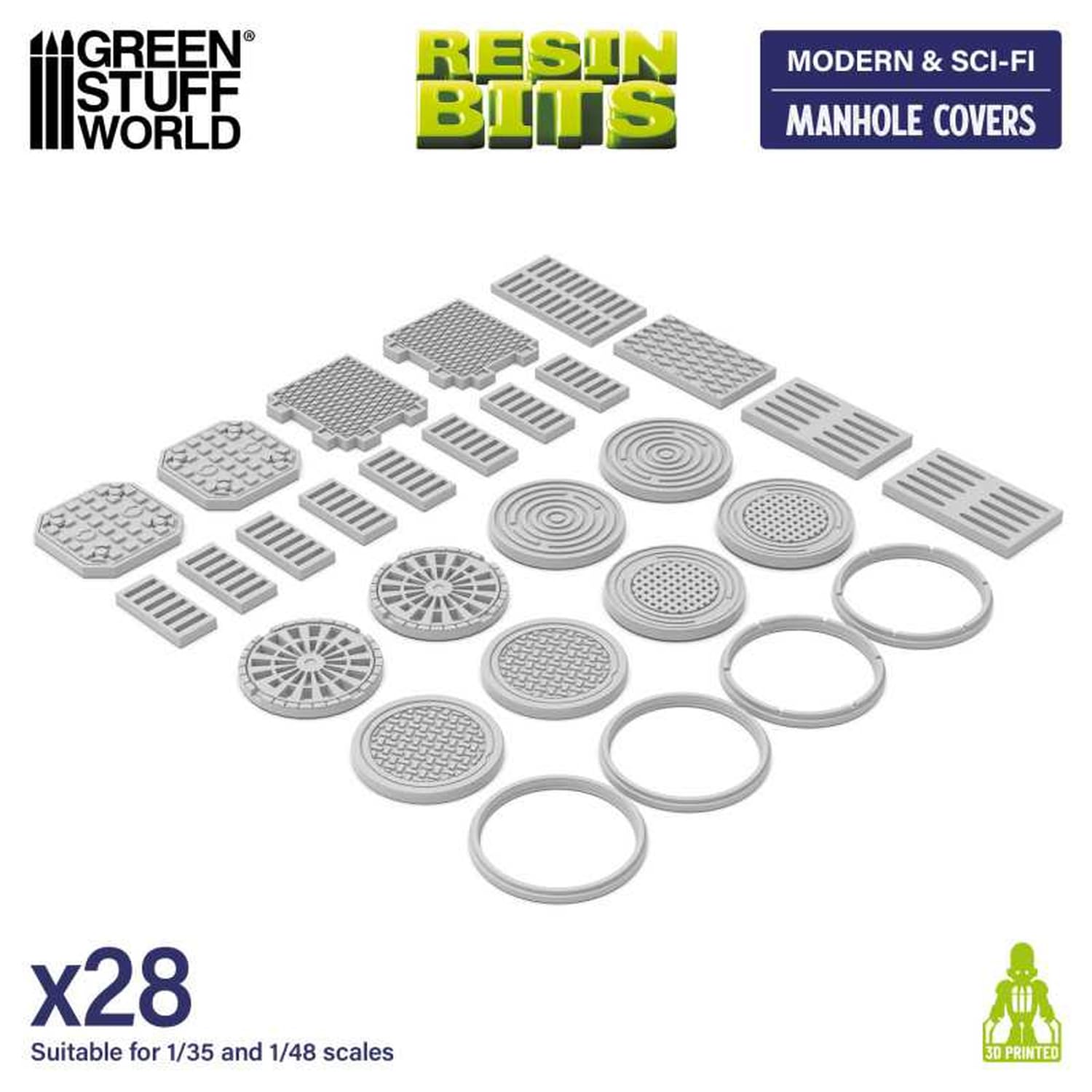 Green Stuff World 1/48 Scale 3D Printed Manhole Cover Kit
