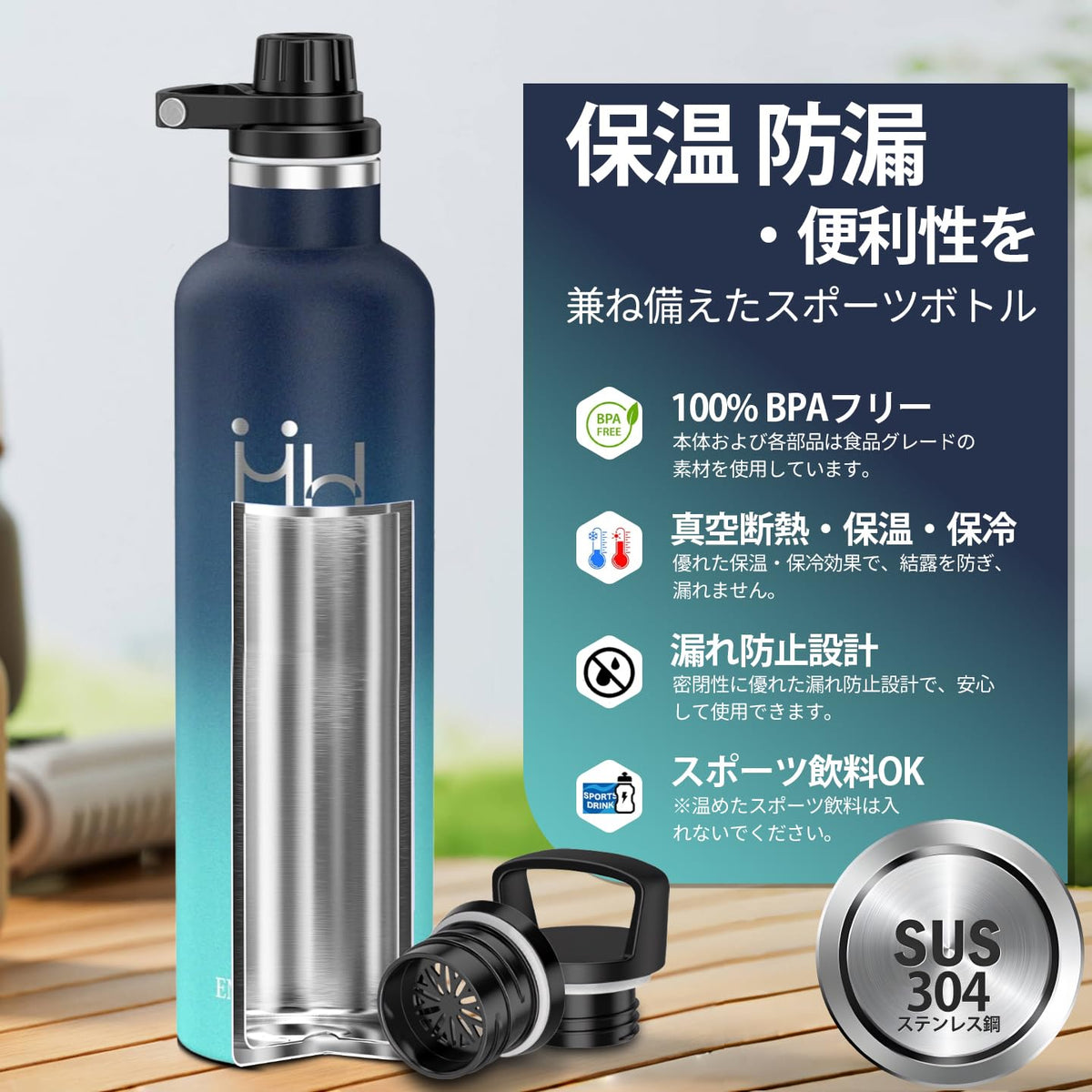 KollyKolla 750ml Vacuum Insulated Water Bottle with 2-Way Drinking