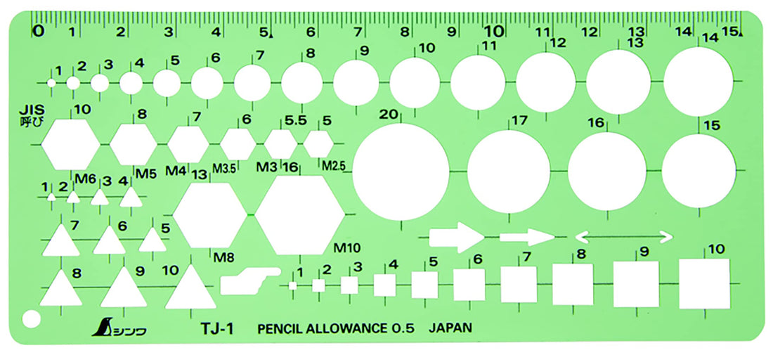 Shinwa Sokutei Bolt and Nut Template Ruler 66026, 70 × 160 × 0.75 mm