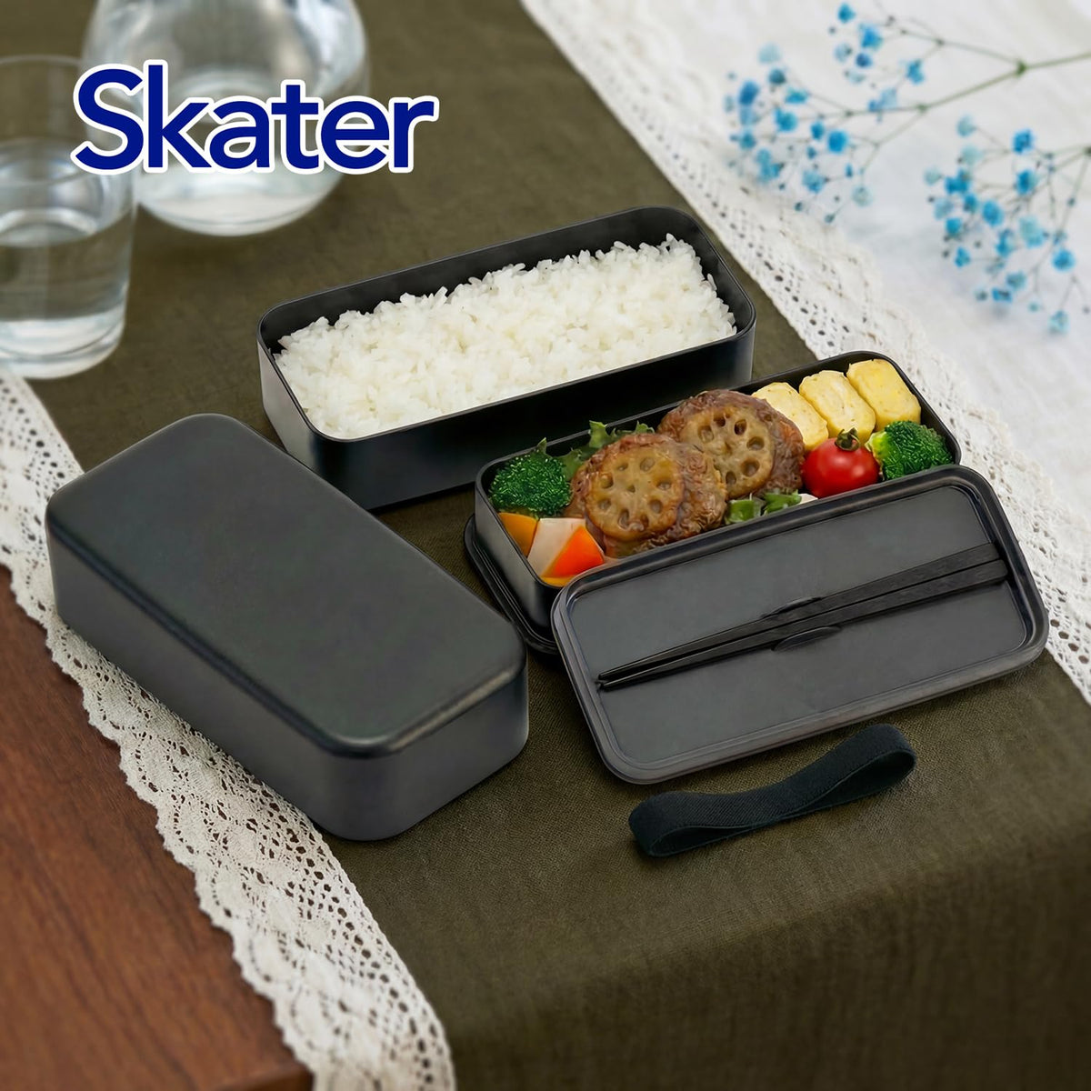 Skater Biomass Lunch Box with Chopsticks Large Capacity 1000ml