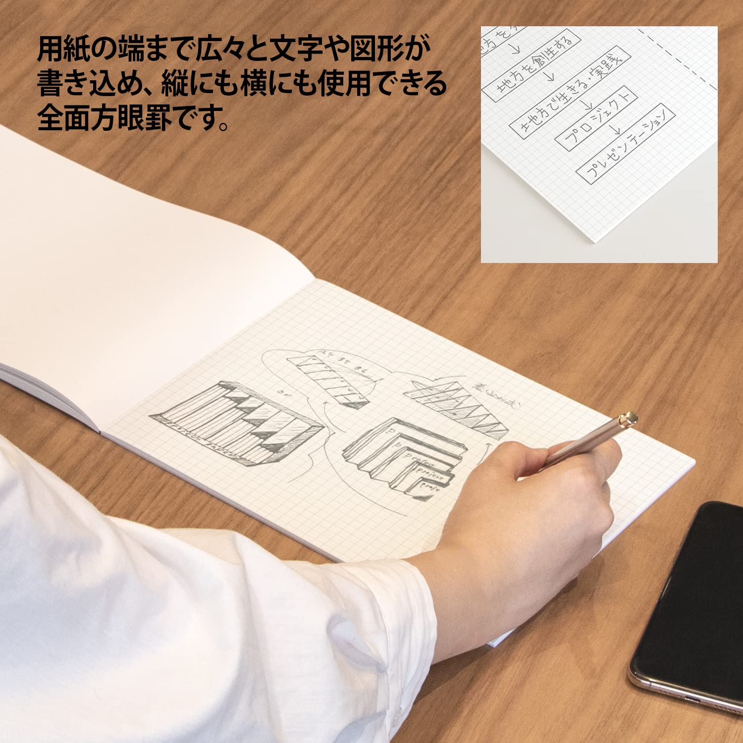 Okina Graph Paper Project Paper B5 5mm Grid 50 Sheets 5 Pack