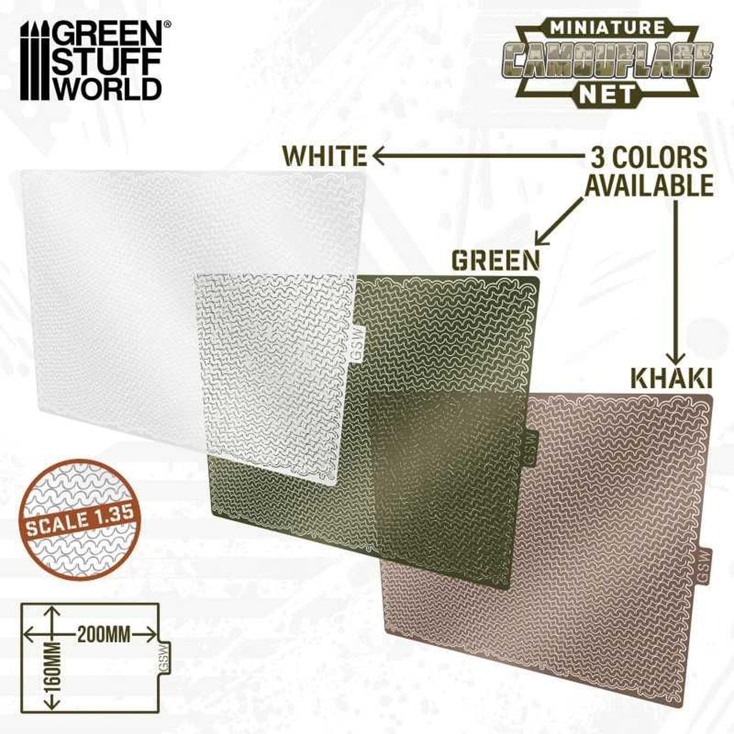 Green Staff World 1/35 Miniature Camouflage Net White Model Kit Part