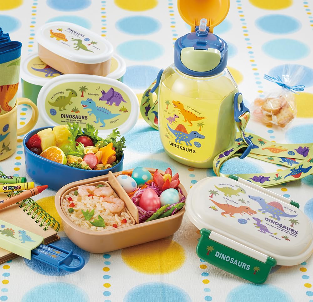 Skater Dinosaur Lunch Box Set with Antibacterial Features