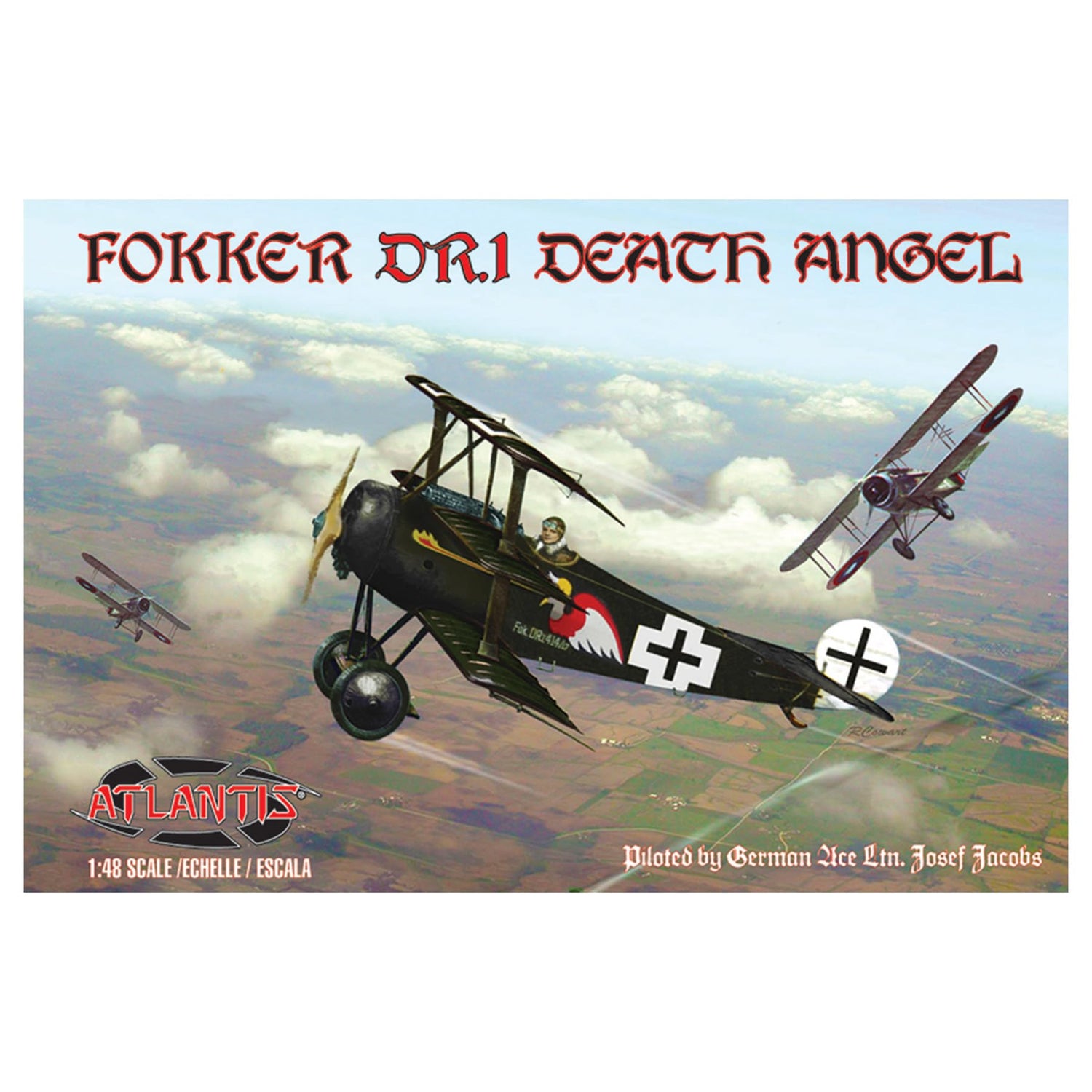 Atlantis Model 1/48 Fokker DR.1 Death Angel Model Kit with Trading Card