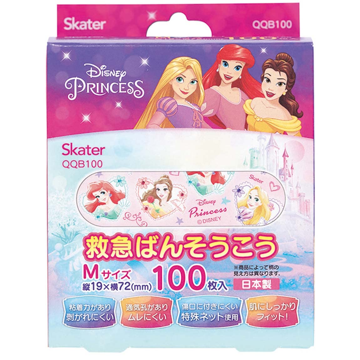 Skater Band-Aids Disney Princess M Size 100 Count
