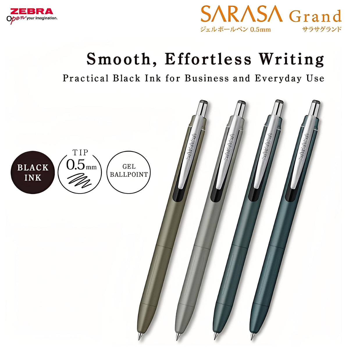 ZEBRA Sarasa Grand Gel Pen Cloud Gray 0.5mm Black Ink