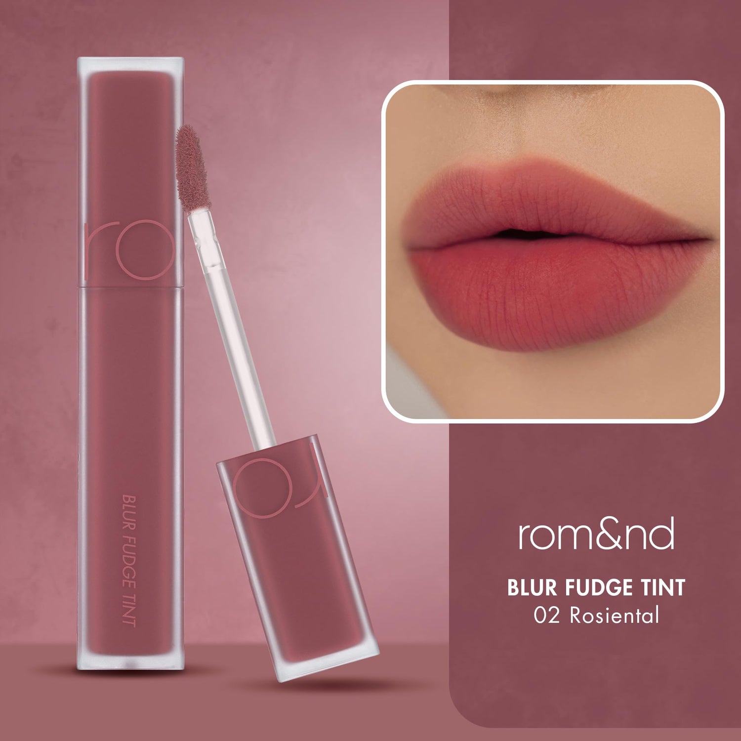rom&amp;nd BLUR FUDGE TINT 02 ROSIENTAL Lightweight Lip Tint