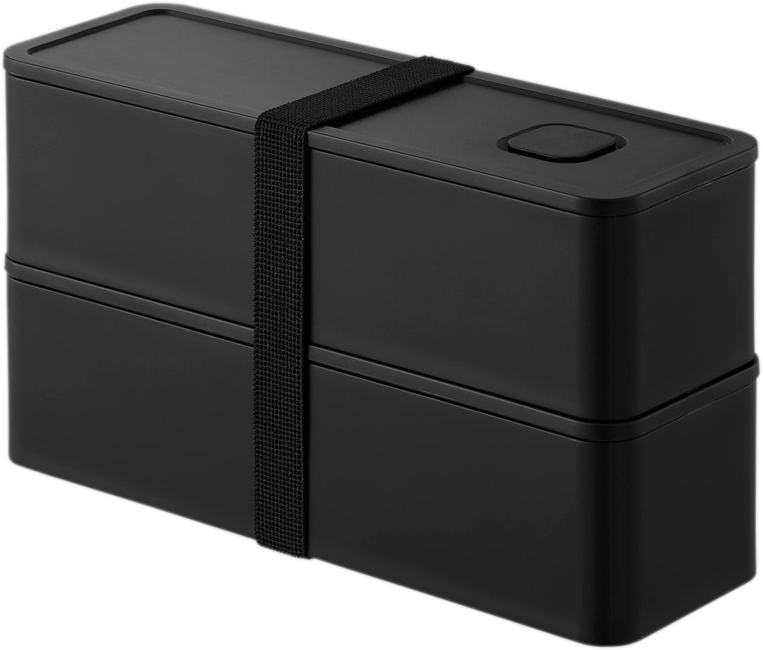 Yamazaki Slim Double-Layer Lunch Box with Valve Black 800ml
