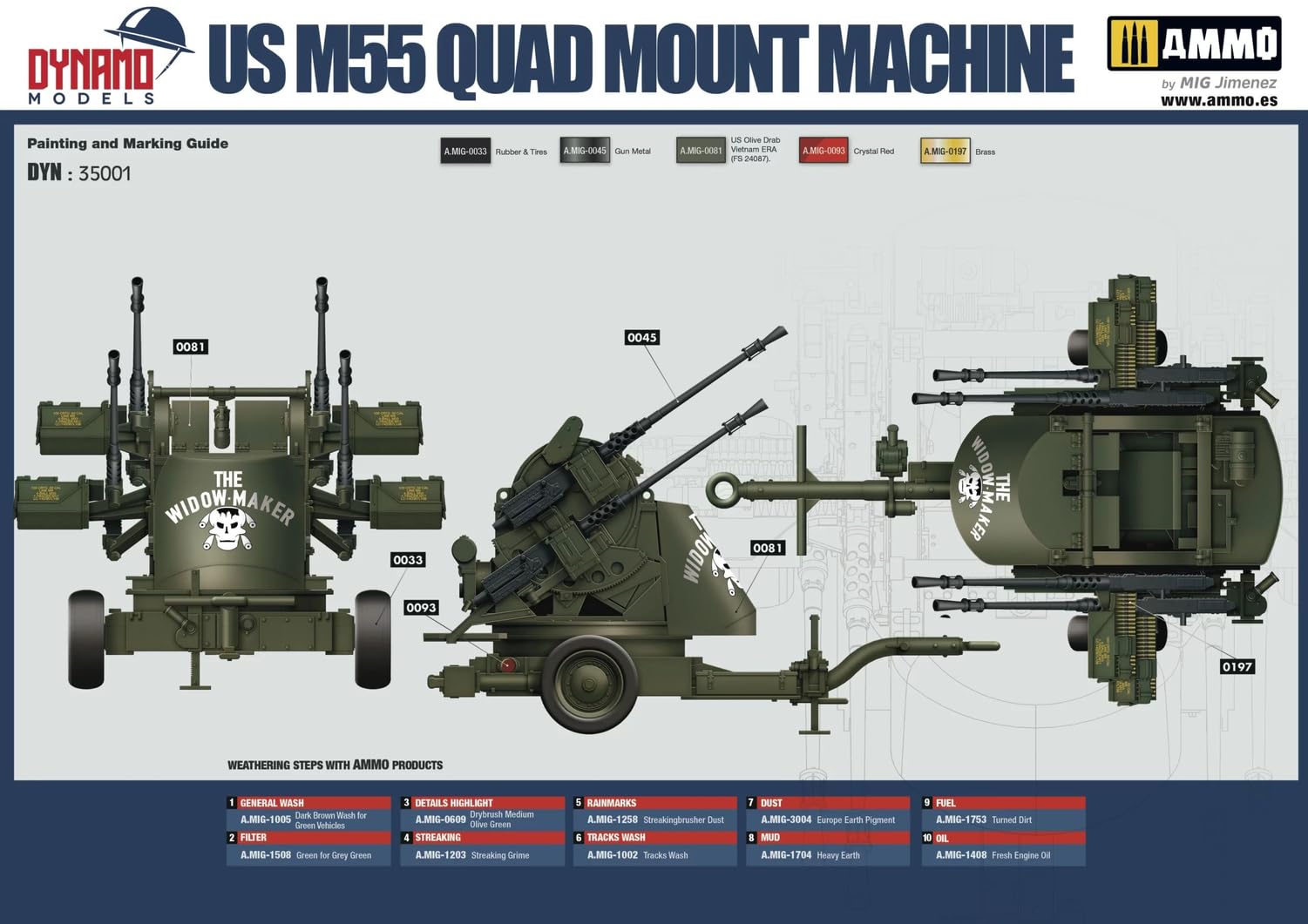 Dynamo Models 1/35 American M55 Quad Machine Gun Trailer Model Kit