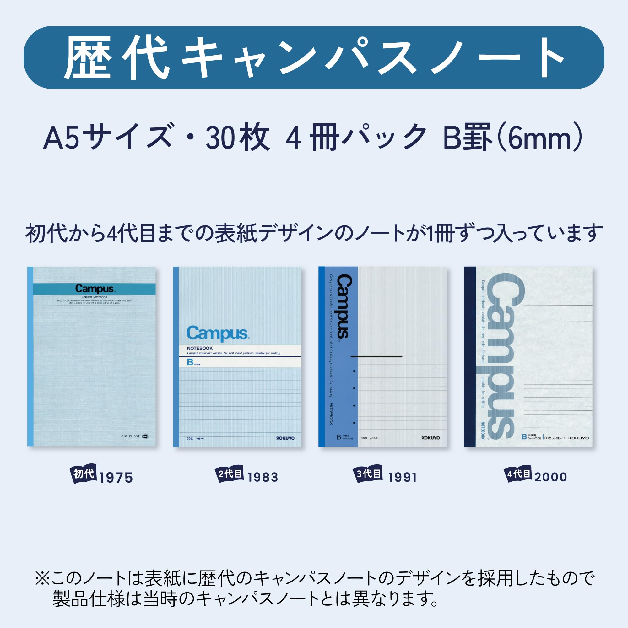 KOKUYO Campus Notebook Set A5 Dot Grid B-Ruled 4 Pack