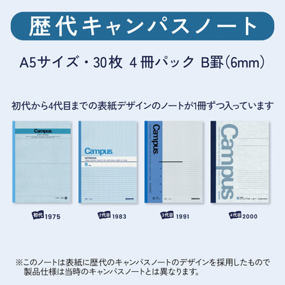 KOKUYO Campus Notebook Set A5 Dot Grid B-Ruled 4 Pack