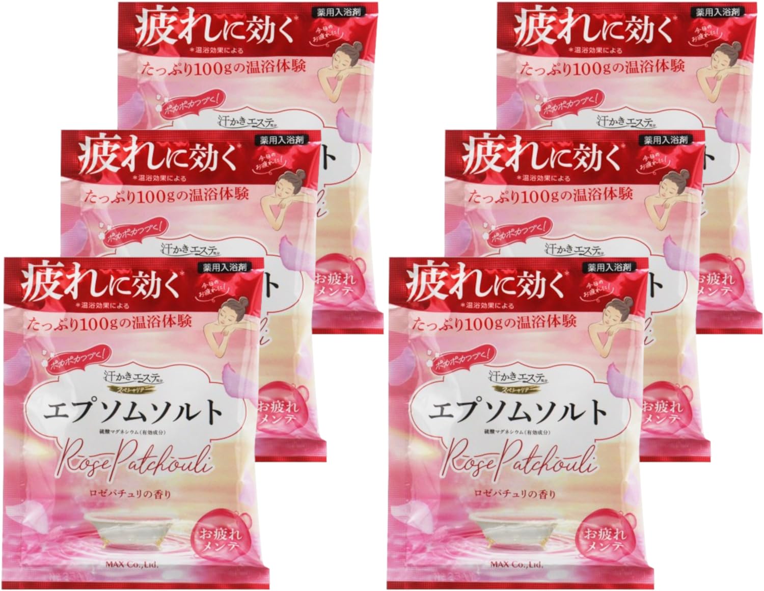 Max Epsom Salt Set with Rose and Patchouli 6 Pack