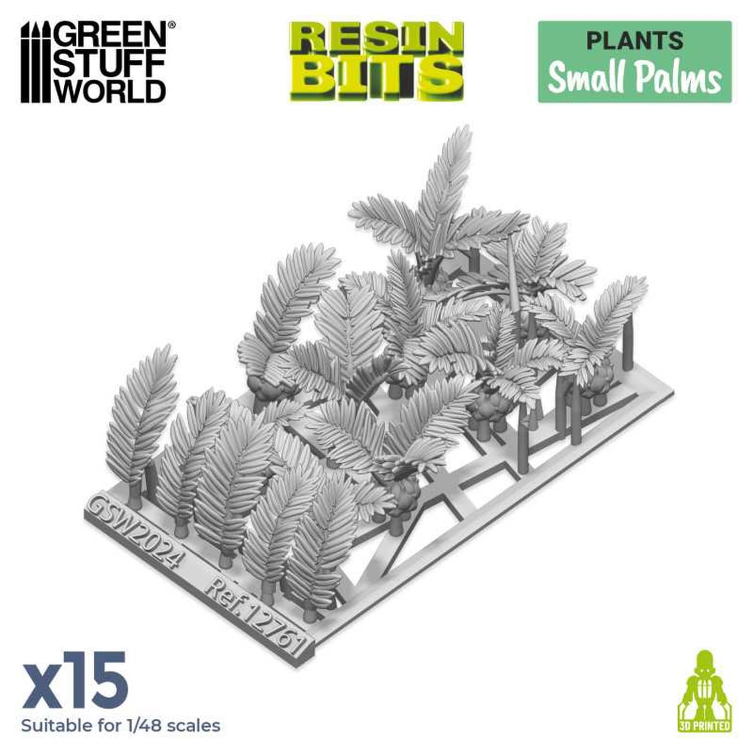 Green Stuff World 1/48 Scale 3D Printed Miniature Palm Trees Set