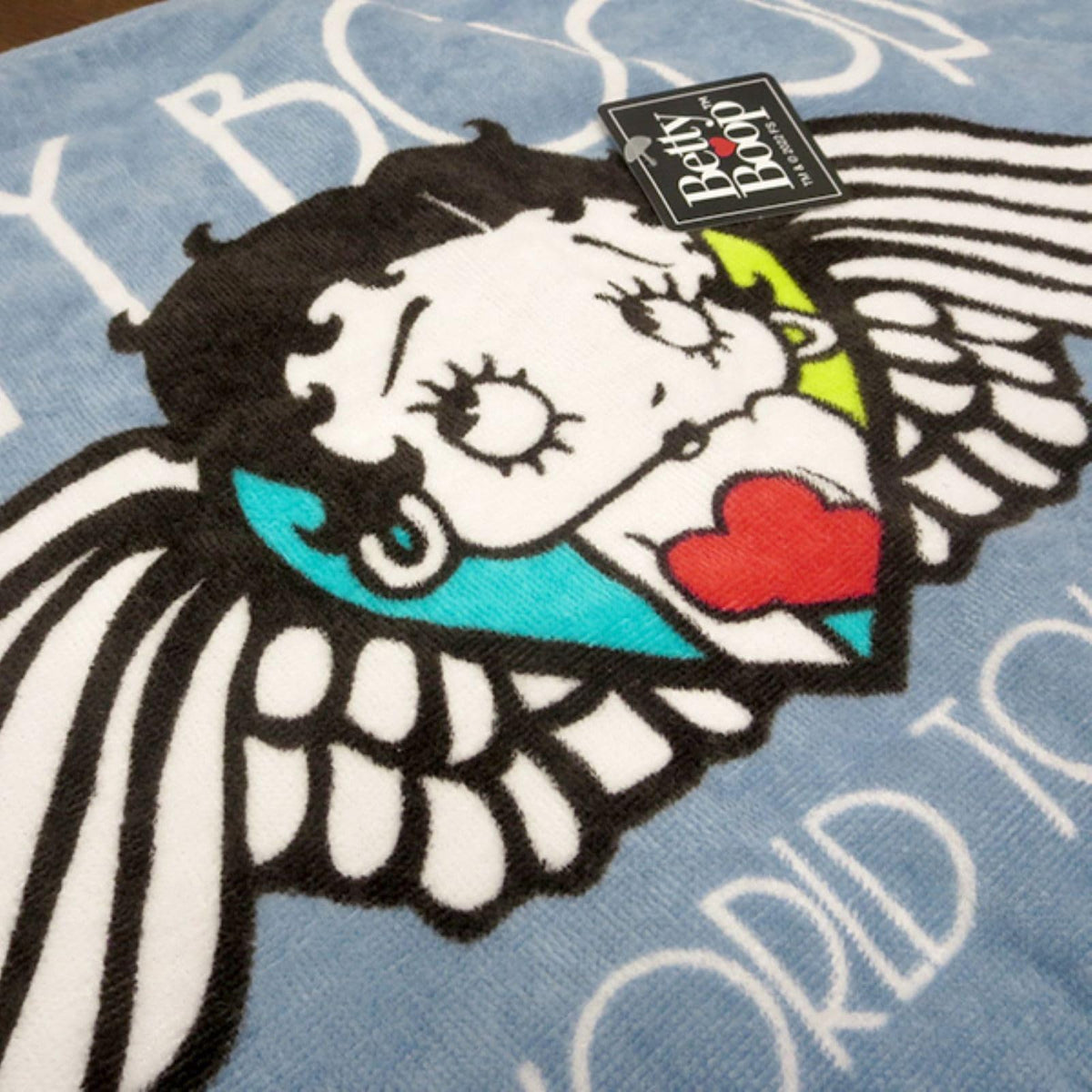 Inukaitaoru Betty Boop Face Towel Wing Blue for Gentle Drying
