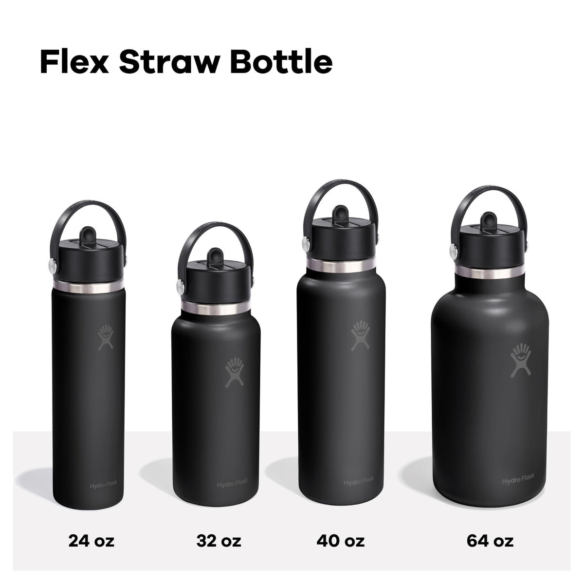 Hydro Flask Wide Mouth Flex Straw 32oz Black Durable Water Bottle