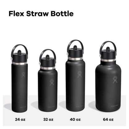 Hydro Flask Wide Mouth Flex Straw 32oz Black Durable Water Bottle