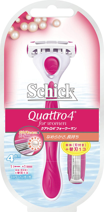 Schick Quattro for Women 4-Blade Razor with Holder and Extra Blade