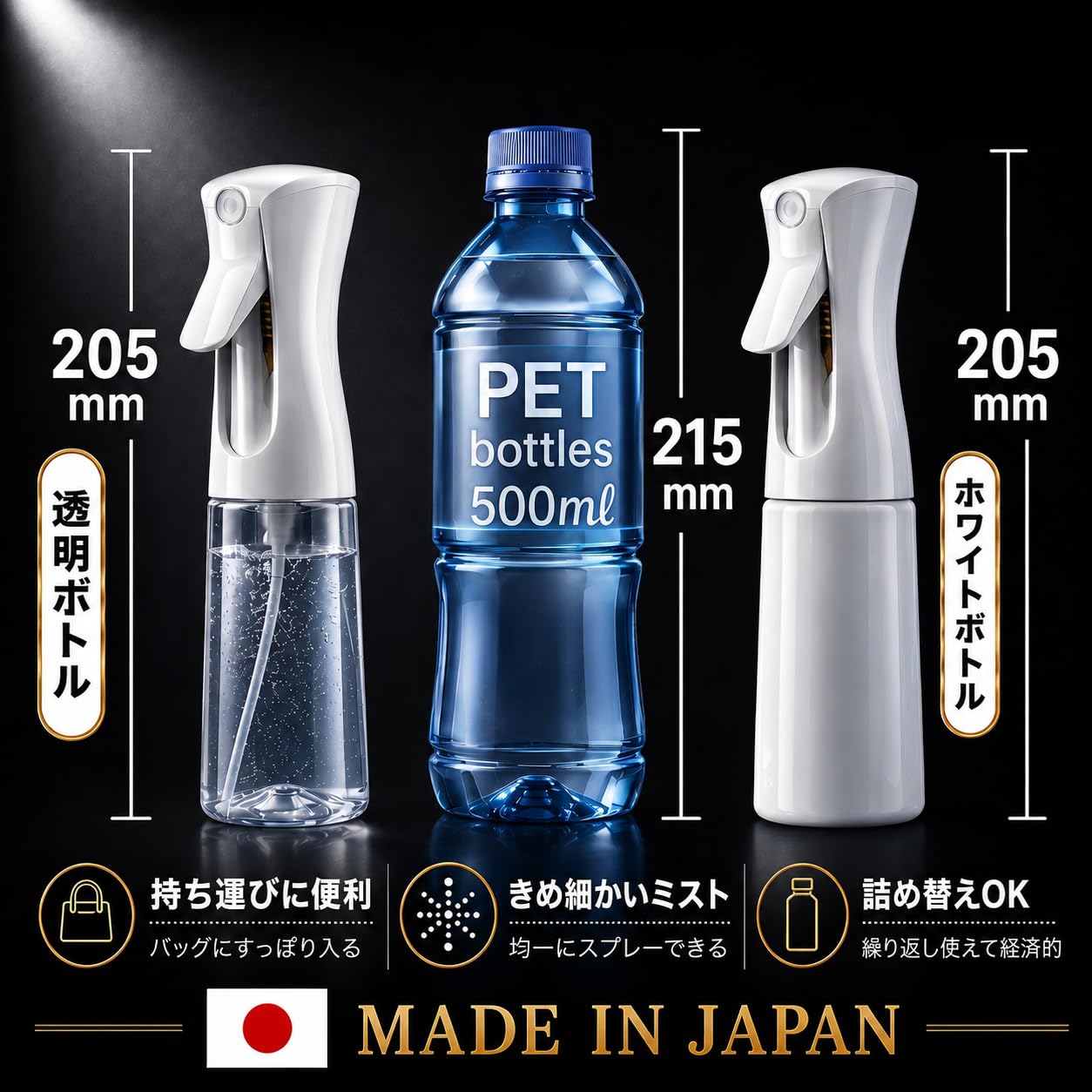 SAMURAI Z1 Spray Bottle 200ml Set for Continuous Mist Use
