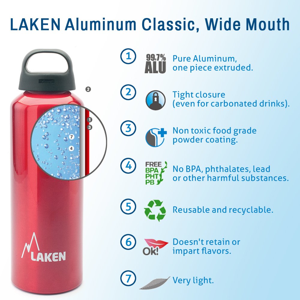 Laken Classic Red 0.6L Water Bottle for Outdoor Use