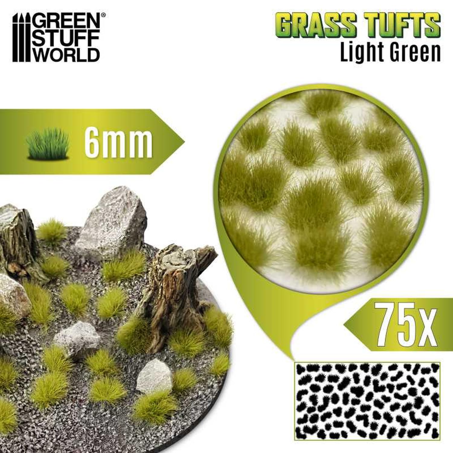 Green Stuff World Grass Tuft 6mm Light Green Hobby Material