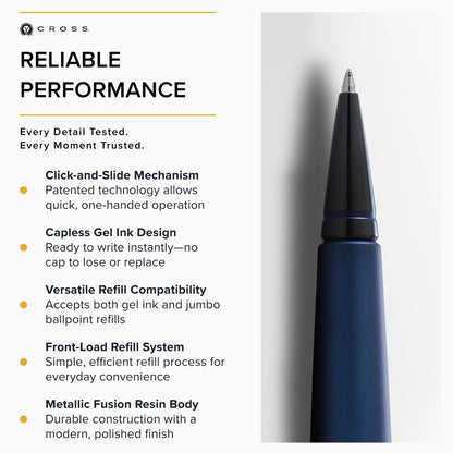 Cross Edge Rollerball Pen Matte Blue Lacquer