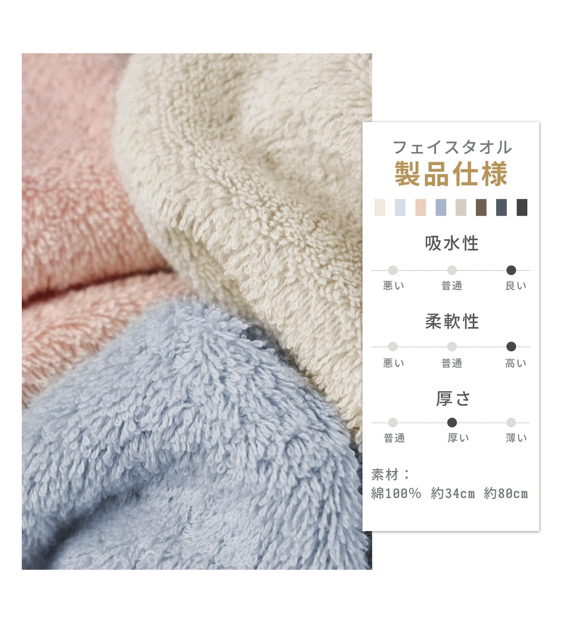 HOSUR Face Towels Set of 5 Soft Quick-Dry Cotton Hotel Quality