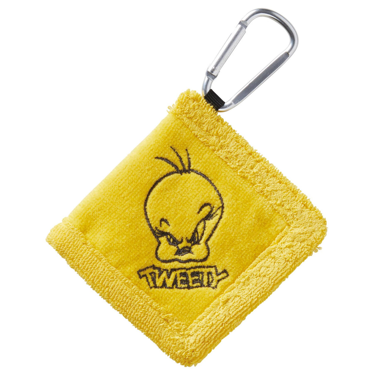 Marushin Cleaning Towel Looney Tunes Face Yellow Golf Towel with Carabiner