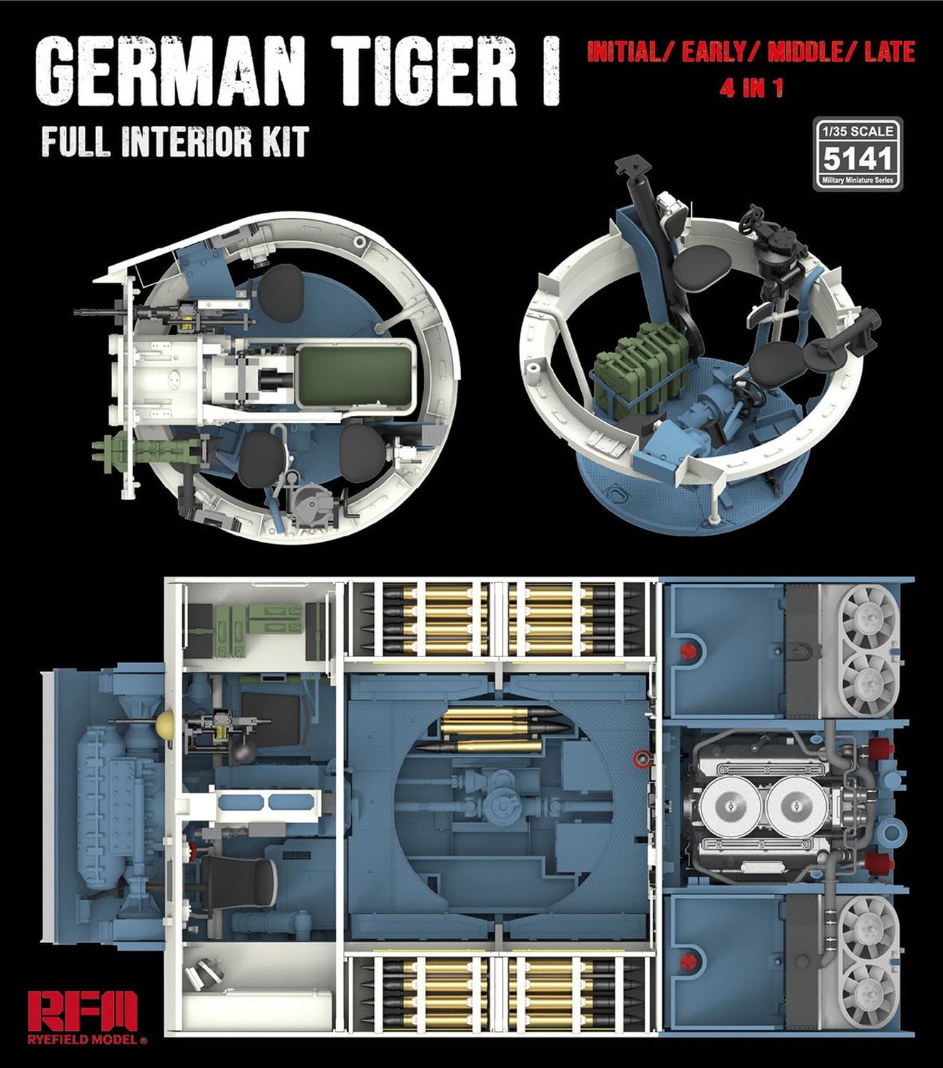 Rye Field Model 1/35 Tiger I Full Interior Kit for Scale Model Enthusiasts
