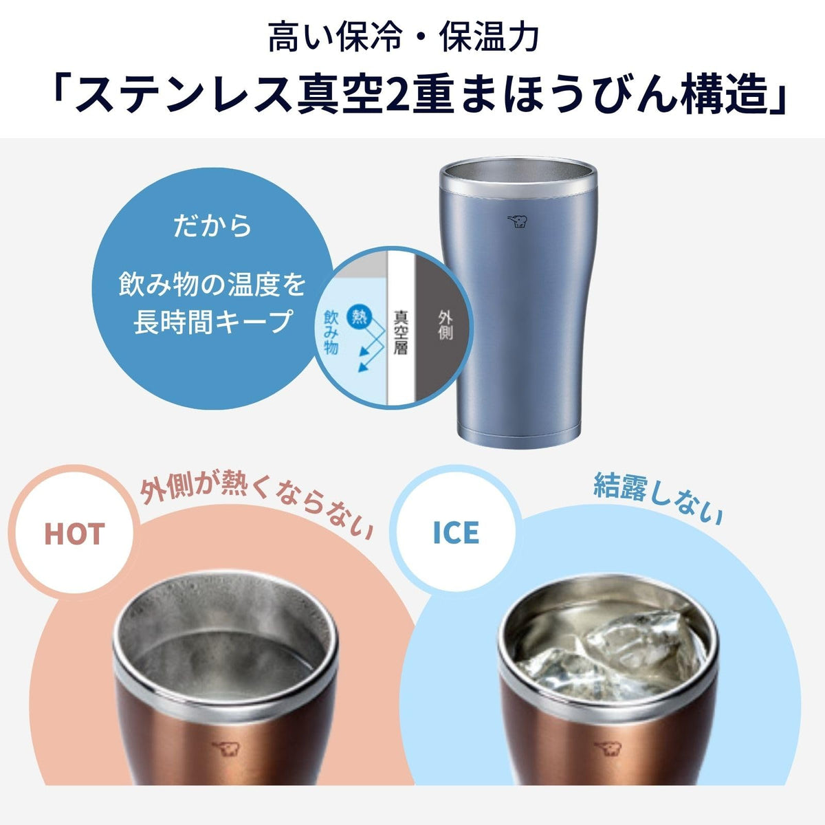 ZOJIRUSHI Stainless Steel Tumbler 450ml with Smooth Drinking Edge
