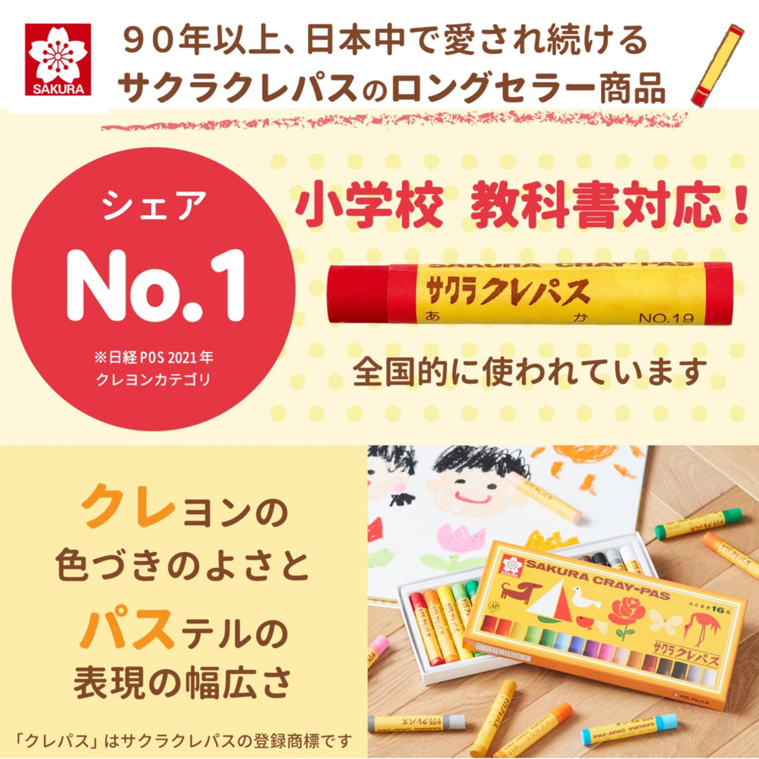 SAKURA Crayons 16 Colors with Rubber Band for Creative Fun