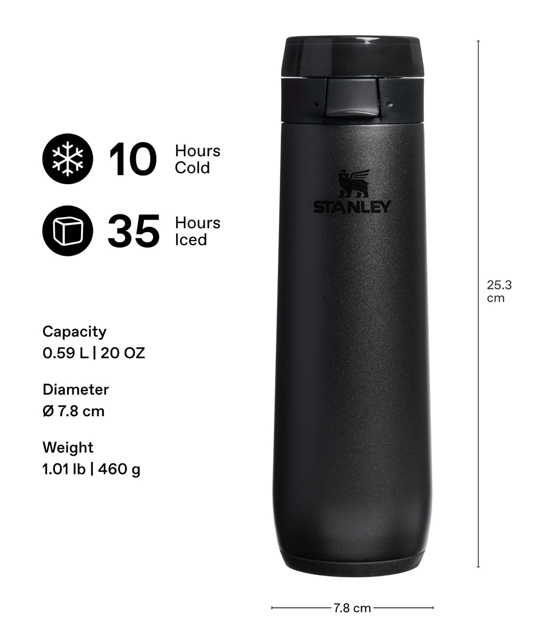 Stanley Flowstate Spring Vacuum Insulated Bottle 0.59L Black