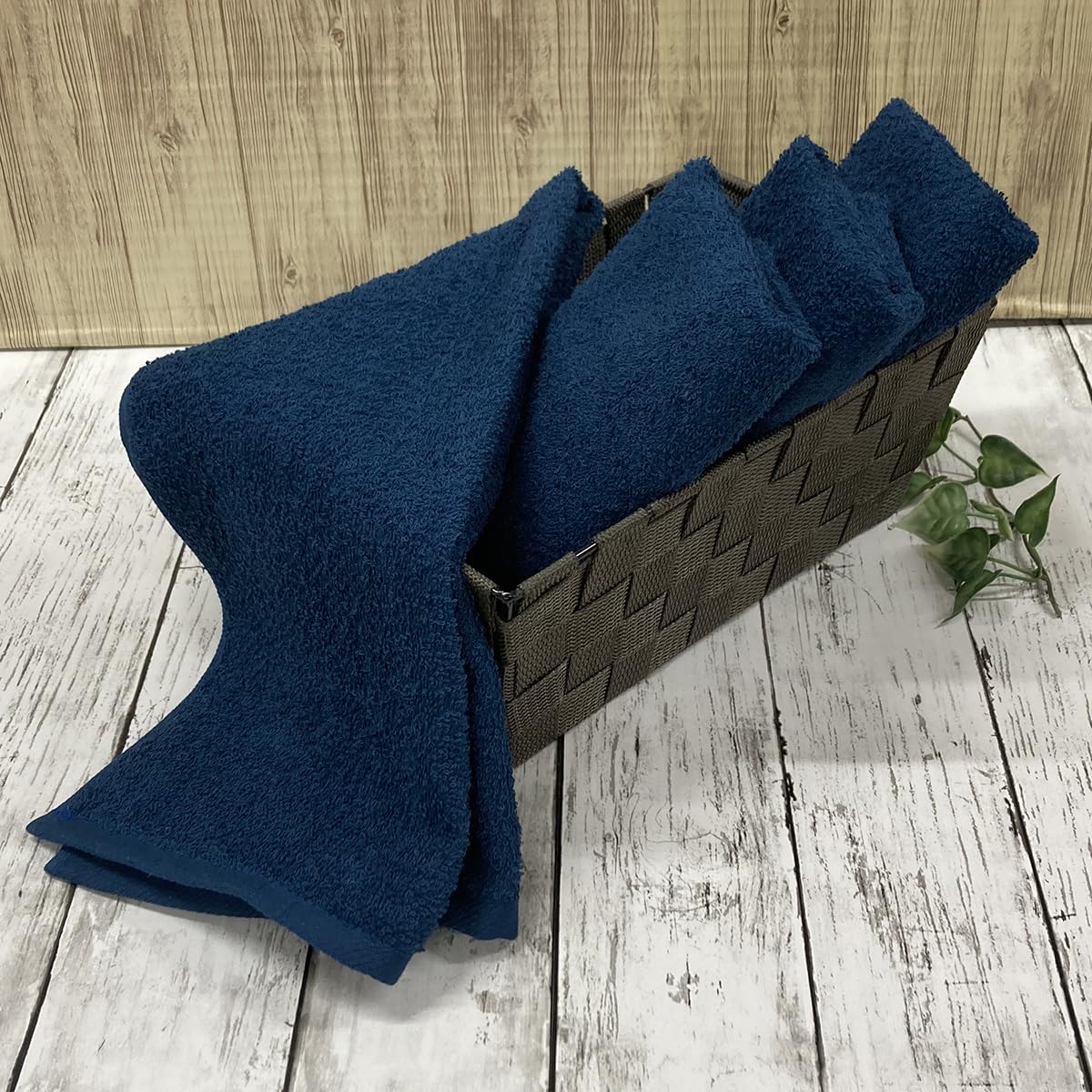 IMAMURA Face Towel Set Navy Soft Absorbent Japanese Cotton 34x85cm