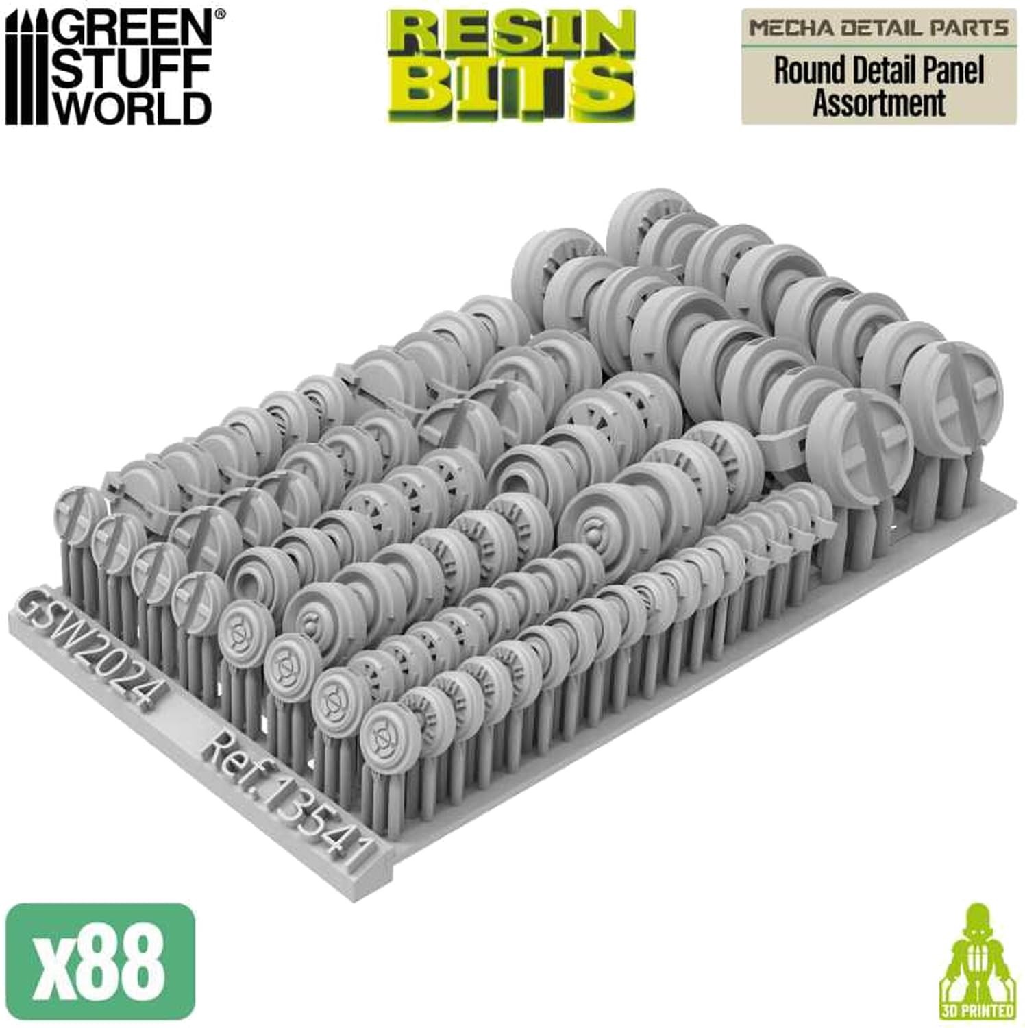 Green Staff World Mecha Detail Parts Round Panel Assortment 88 Pieces