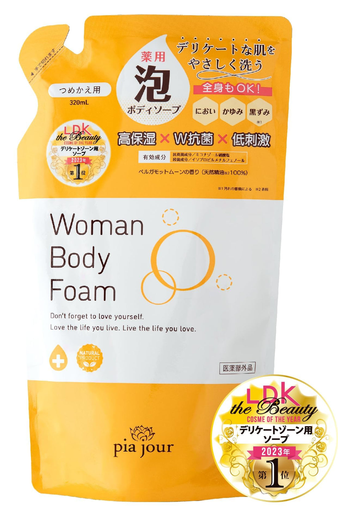 Pia Jour Body Foam 320ml for Delicate Areas with Moisturizing Formula