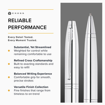 CROSS Pure Chrome Ballpoint Pen Smooth Writing Experience