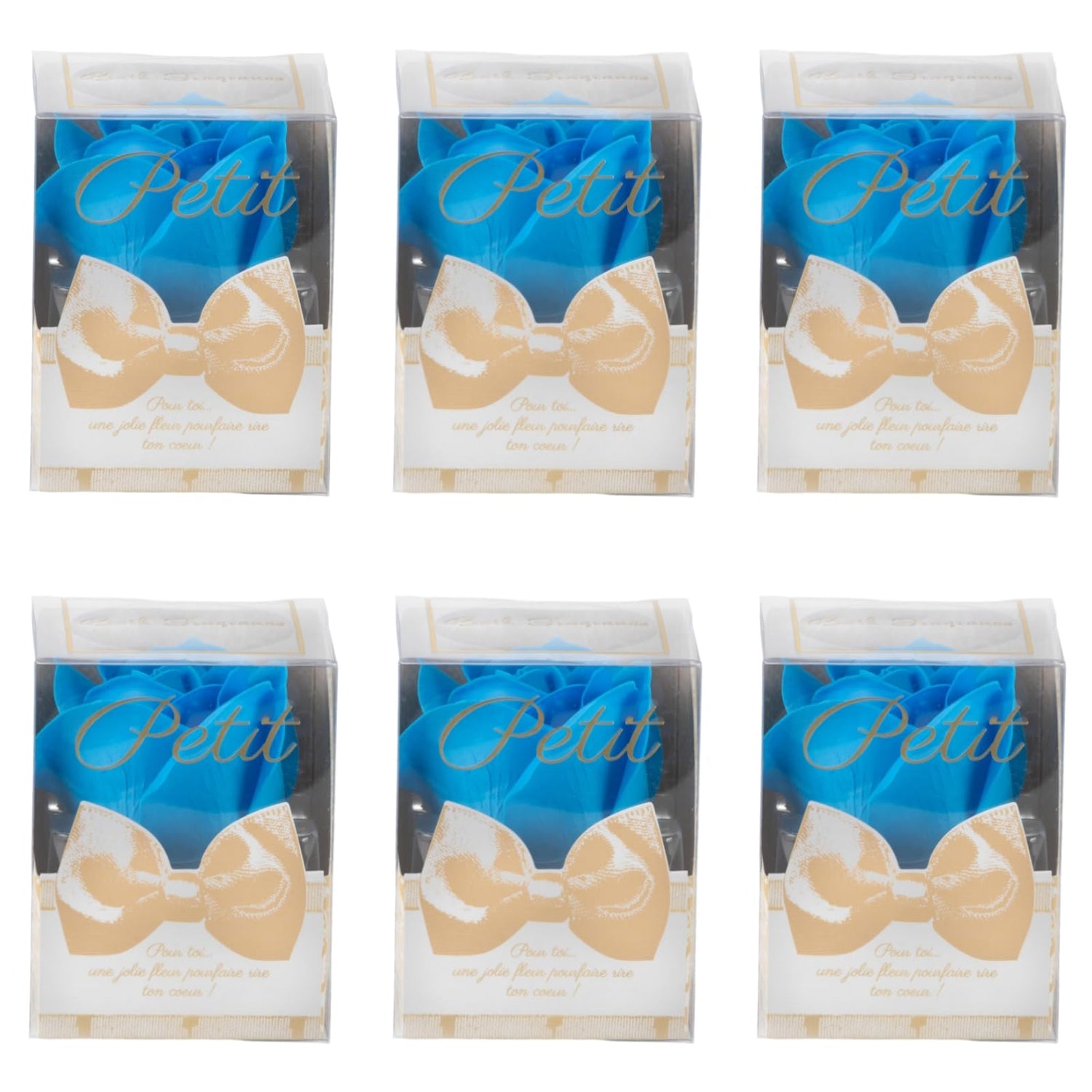Q-FLA Bath Soak Soap Flower Set 6 Blue Roses for Gifts