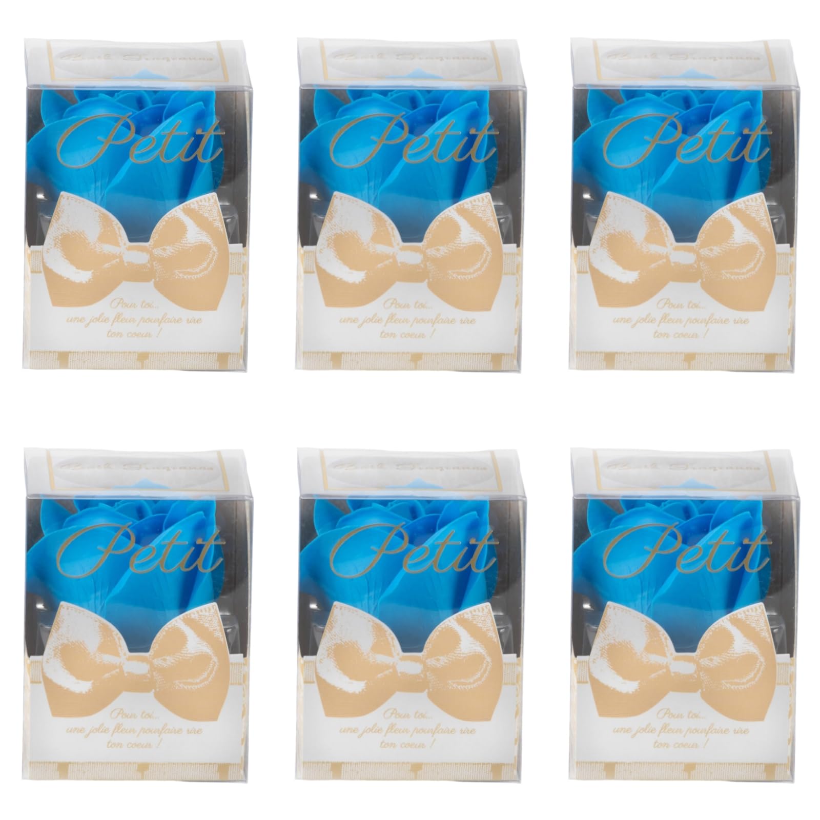 Q-FLA Bath Soak Soap Flower Set 6 Blue Roses for Gifts