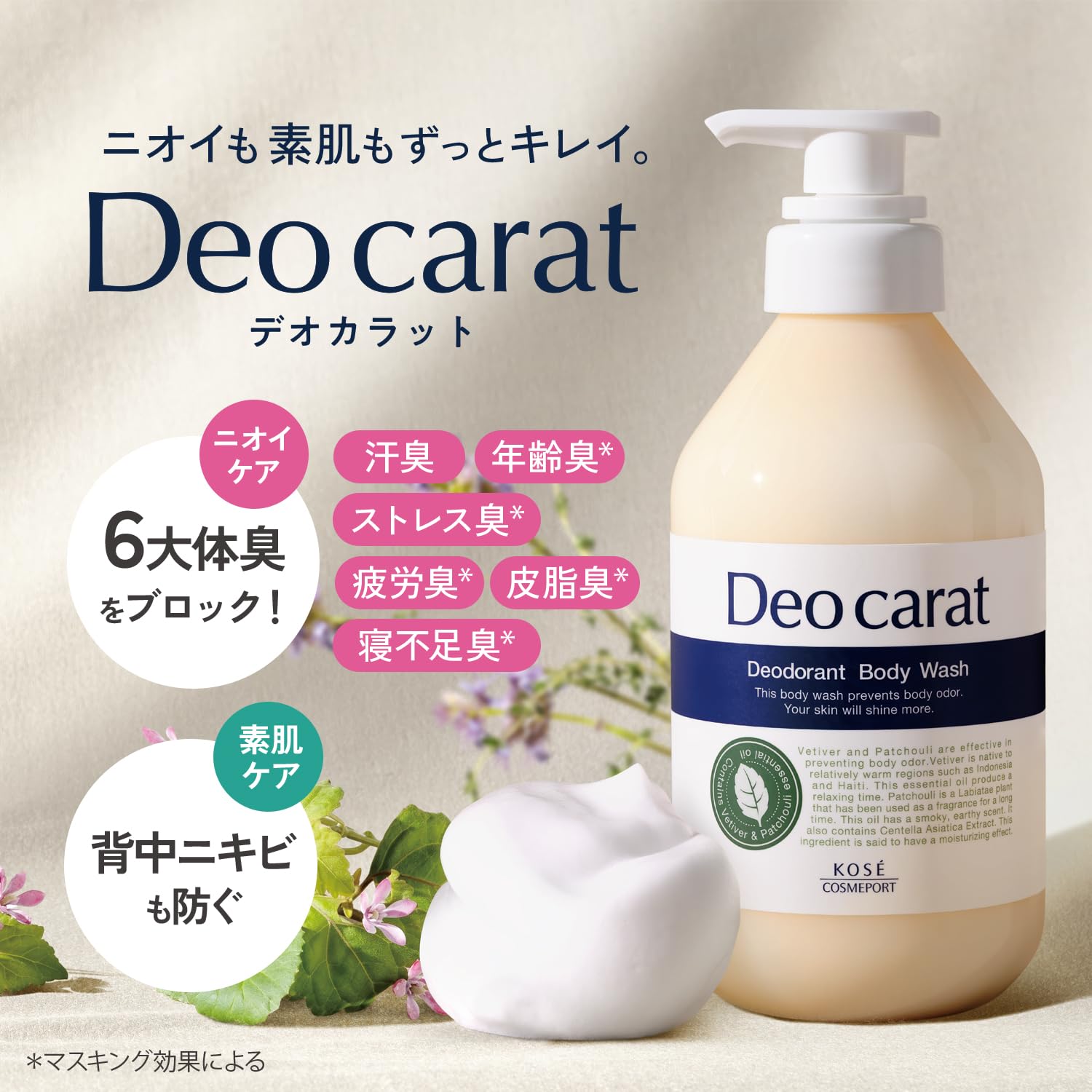 Deokarotto Body Wash Pump 450mL with Bonus from KOSE