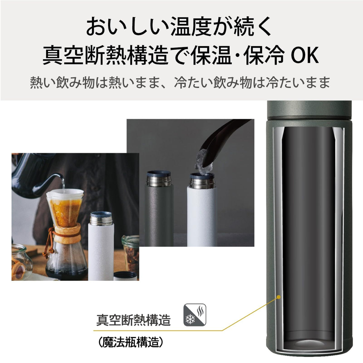 Kyocera 500ml Coffee Bottle with Ceramic Interior and Vacuum Insulation