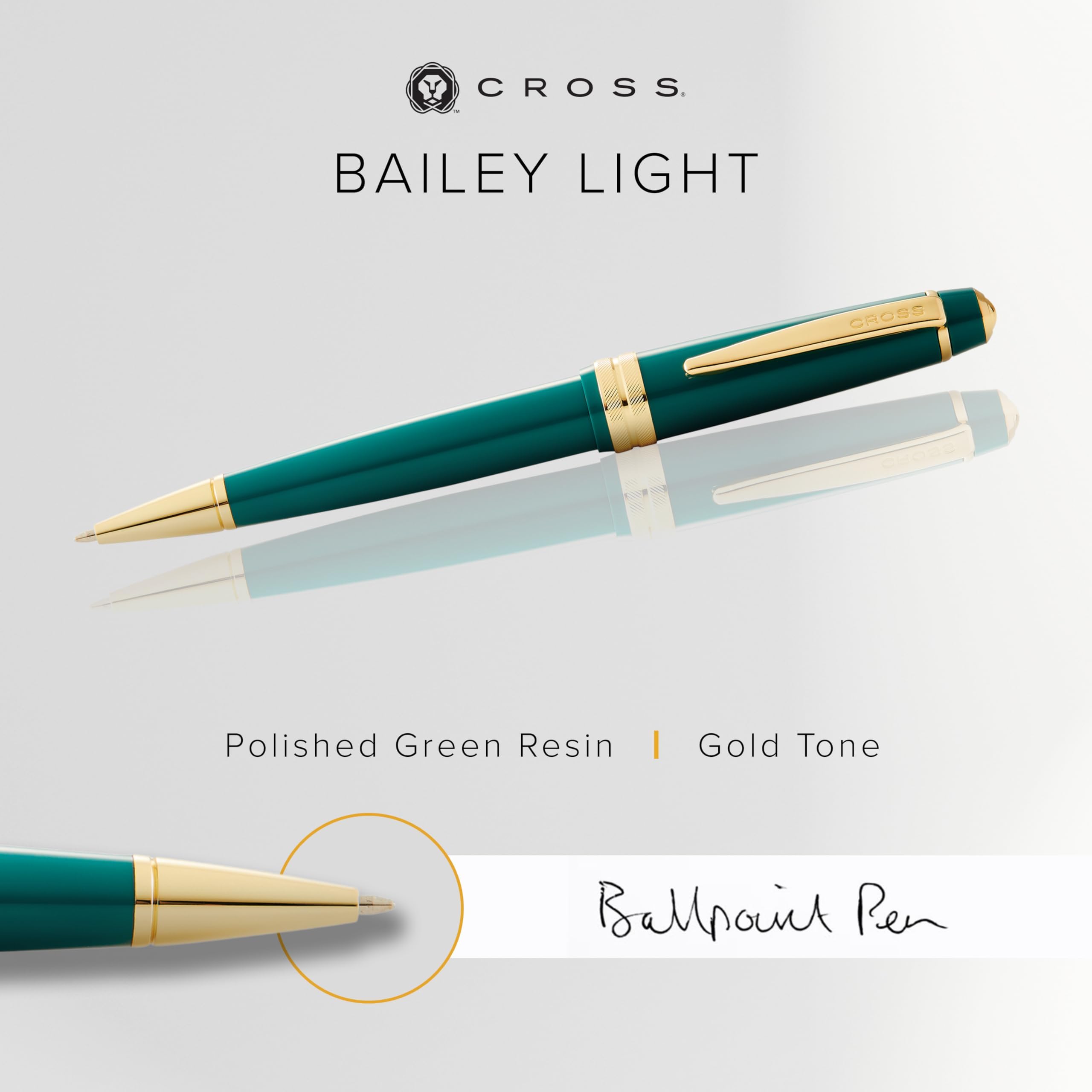 Cross Bailey Light Polish Green Resin Gold Ballpoint Pen