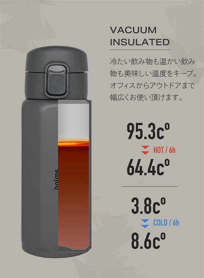 CB JAPAN Octa One-Touch Bottle 340ml Gray Vacuum Insulated Water Bottle